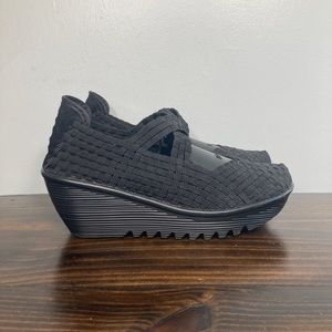 Bernie Mev Black Slip On Mid Wedge Heels Womens Size EU 39 US 9.5